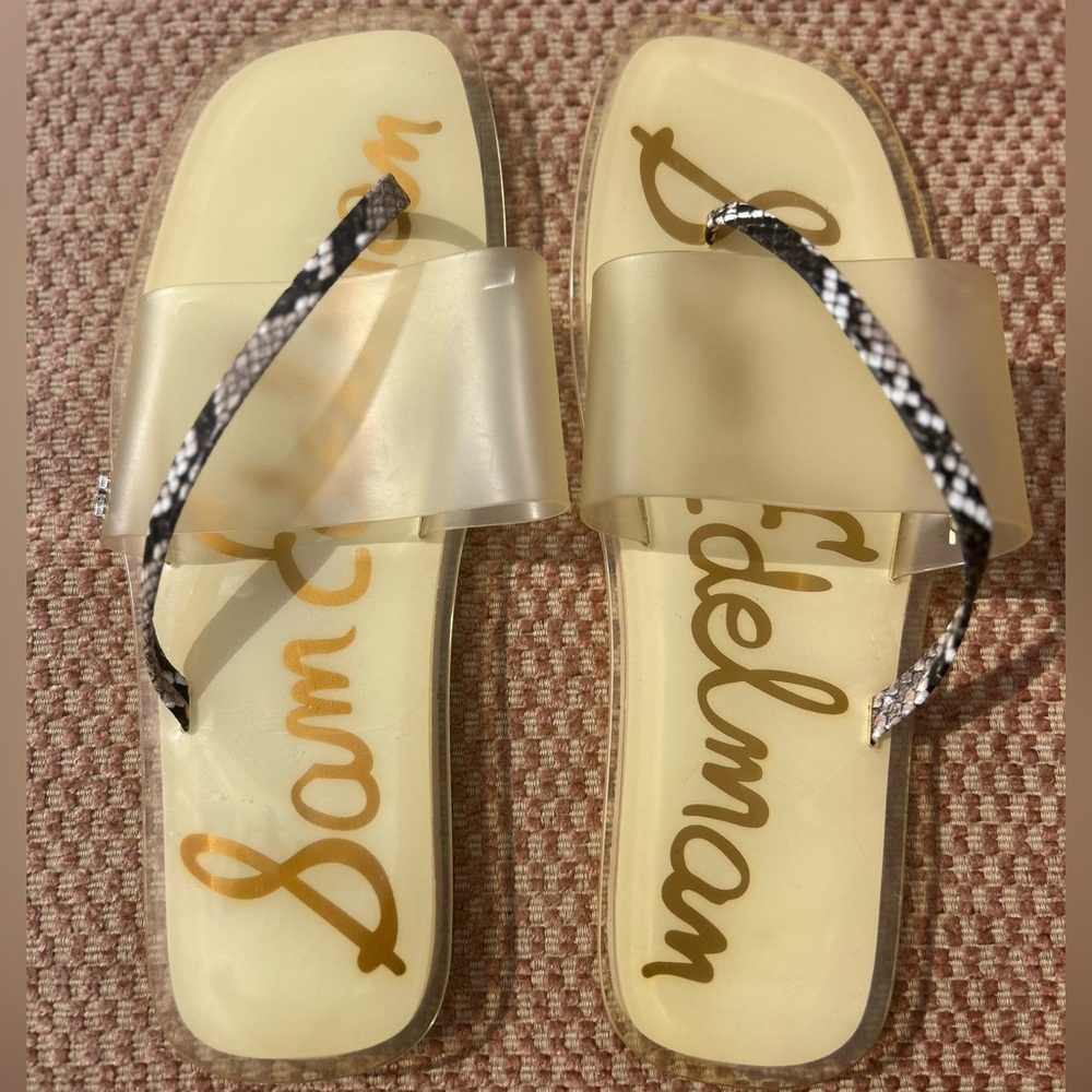 Sam Edelman Women’s Luciana Sandals size 7 brown & cream snakeskin thong